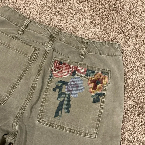 By Anthropologie Size 25 Embroidered  Stitched Cropped Ankle Trouser Pants Boho - Picture 10 of 16